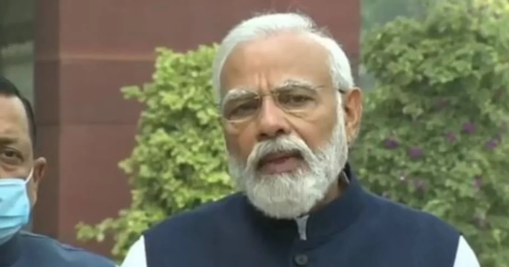 PM Modi speaking at the start of the Parliament session